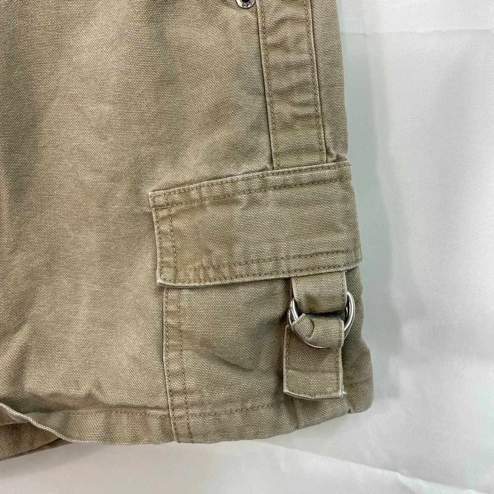 Vintage Riveted by Lee women's tan khaki cargo pocket relaxed‎ shorts 28 waist